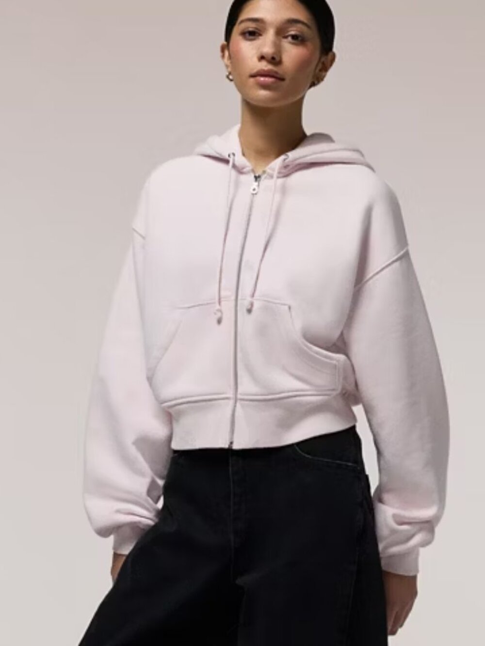 Cozi Balloon Full Zip Hoodie Thick Sweatshirt in Powder Pink XL NWT